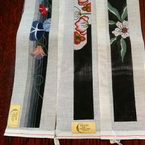 MOON Bags Inc. Artist Patricia Smith's Needlepoint Floral Artwork, Lot of 3
